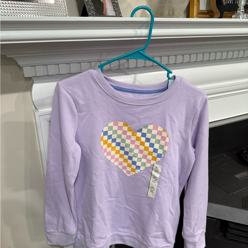 Cat & Jack Lavender Checkered Heart Top